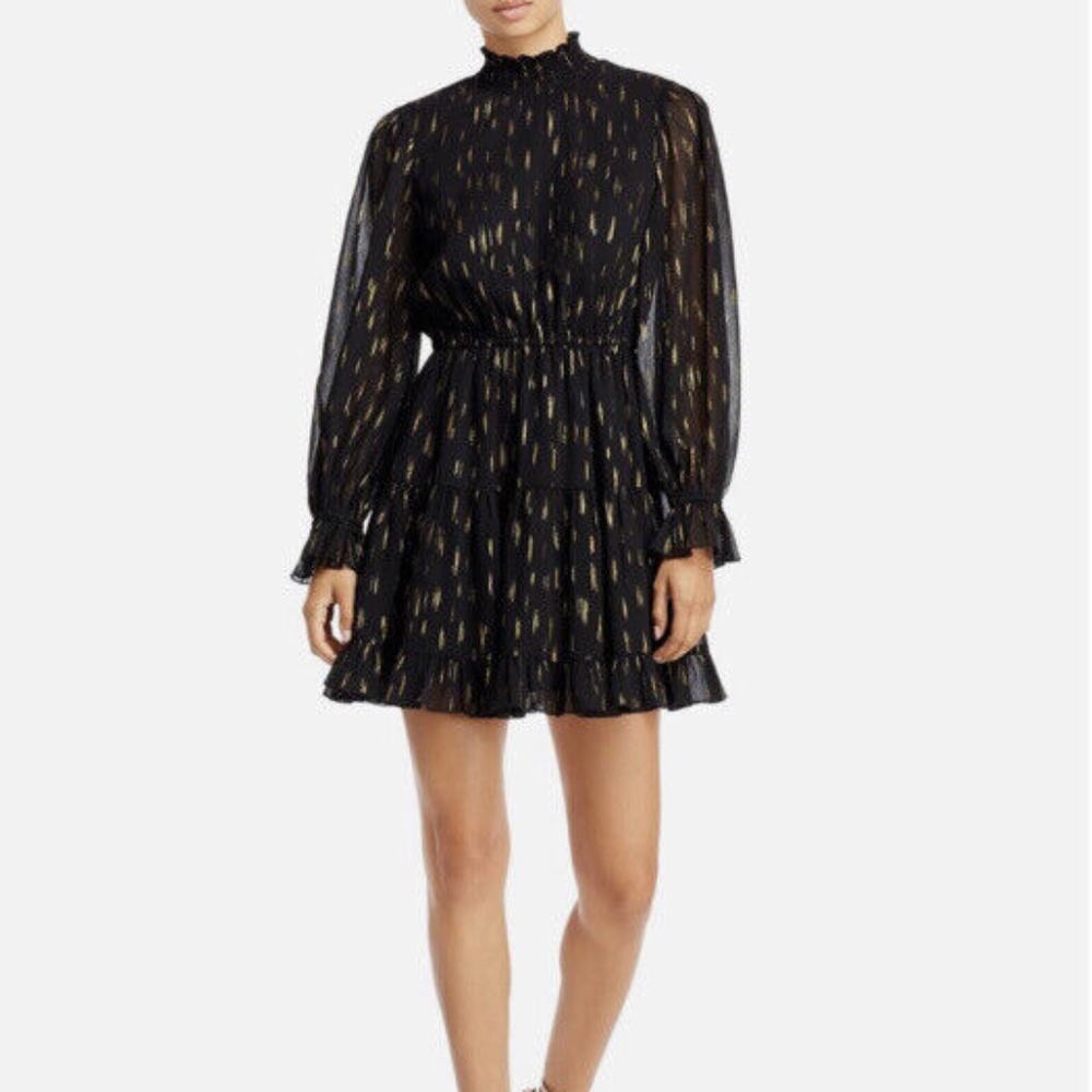 Never Worn Aqua Black & Gold Longsleeve Dress